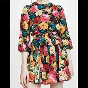 Alice & Olivia Mina Belted Floral Print Fit-and-flare dress size 2